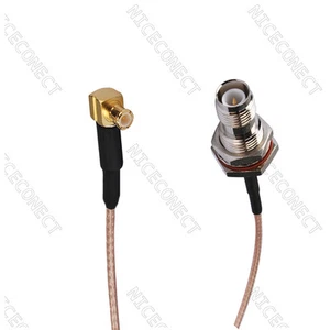 RP-TNC Jack hembra (Pin macho) a MCX macho ángulo recto Cable coaxial RG316 15 cm - Imagen 1 de 3