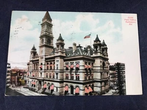 C4-35 VINTAGE POST CARD - 1908 - POST OFFICE BALTIMORE, MD - Picture 1 of 4