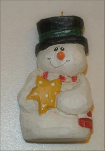 Eddie Walker Snowman Black Top Hat holding Star Christmas Ornament Vintage MWCF  - Picture 1 of 3