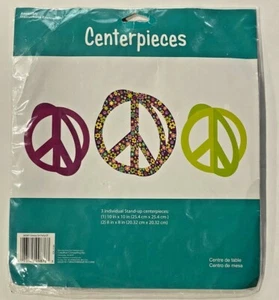 PEACE Symbol Stand Up Centerpieces 3 Individual Pieces Floral Pink Green NIP - Picture 1 of 3