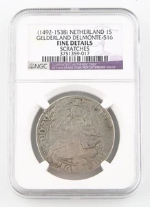 (1492-1538) Netherlands Silver Stuvier (NGC Fine Detail) Gelderland Delmonte-516 - Picture 1 of 5