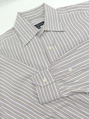 🇺🇲 Camisa social masculina 100% algodão Robert Talbott listra roxa 15x33 - Imagem 1 de 4