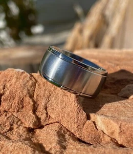Men's 11mm Titanium Ring, Wedding Band, Wide Width Style, Made To Order - Picture 1 of 7