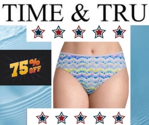 Bikini Time and Tru para mujer 3X 24W-26W estampado ondulado SOLO parte inferior IRIS onda susurradora - Imagen 1 de 21