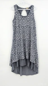 NEW Mod-o-doc Layered Sleeveless Keyhole Back Dress Hi-Low Gray Aztec Print L - Picture 1 of 24