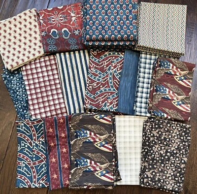 13 Fat Quarter + 29 Fat Eighth American Heritage Windham Patriotic Cotton Fabric - Image 1 of 4