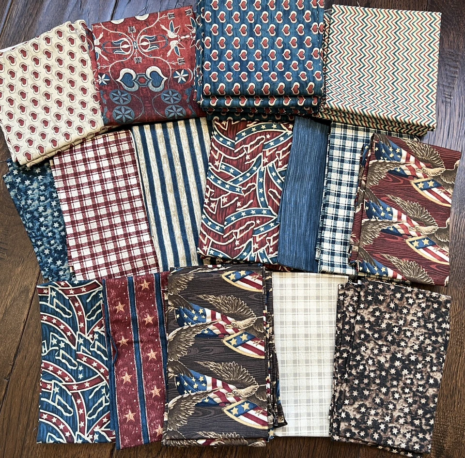13 Fat Quarter + 29 Fat Eighth American Heritage Windham Patriotic Cotton Fabric - Image 1 of 4