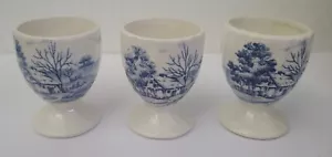Tazas de huevo vintage azul transferware como están - Imagen 1 de 10