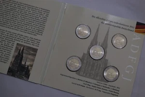 🧭 🇩🇪 GERMANY FOLDER - 5 COINS - 2 EURO NORDRHEIN-WESTPHALIA 2011 B79 #301 - Picture 1 of 6