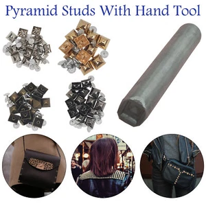 Pernos piramidales de 7-12 mm con pasadores de aluminio y herramienta de mano de fijación para abrigos de cuero - Imagen 1 de 11