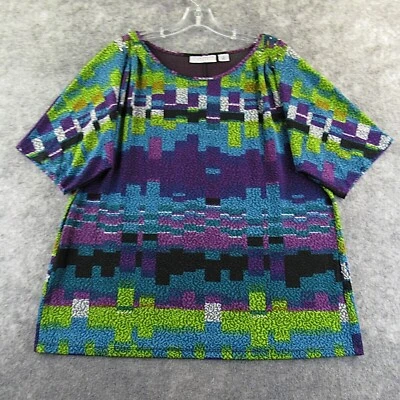 Sag Harbor 女式衬衫 1X 多色短袖涤纶弹力衬衫上衣  — 第 1/4 张图片