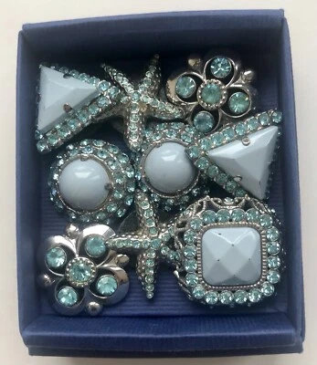 Diamante Blue Sparkly Buttons - Image 1 of 4
