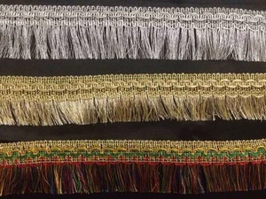 Silver Gold Lurex Metallic Fringe Dress Edging craft, fashion, 4 cm X 1 Yard - Picture 1 of 15