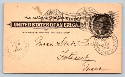 c1901 Philadelphia PA To Titicut MA State Farm, Receipt Of Order Wampole & Co 1c - Image 1 of 2