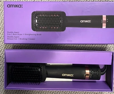 Secador de soplado 2 en 1 AMIKA Double Agent + cepillo alisador *¡Caja original! Foto 1 de 3