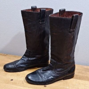 Frye Anna halbhohe Reitstiefel zum Überziehen weiches Leder cognac dunkelbraun gebraucht Größe 7 - Bild 1 von 13