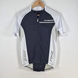 2XU mens cycling jersey size S black white zip short sleeve 065049 - Picture 1 of 8