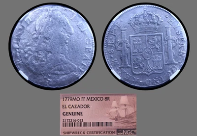1779MO FF Mexico 8 Reales El Cazador Shipwreck NGC Graded AMAZING RARE DATE #013 - Image 1 of 3