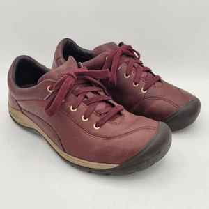 Zapatos informales de cuero Keen Presidio II para mujer 9,5 rojo borgoña con cordones para caminar - Imagen 1 de 14
