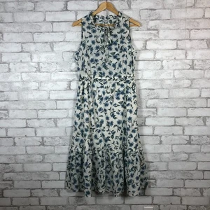 J.CREW Damen NEU blau Blumen Rüschensaum 100 % Baumwolle ärmelloses Kleid 8 BY544 - Bild 1 von 8