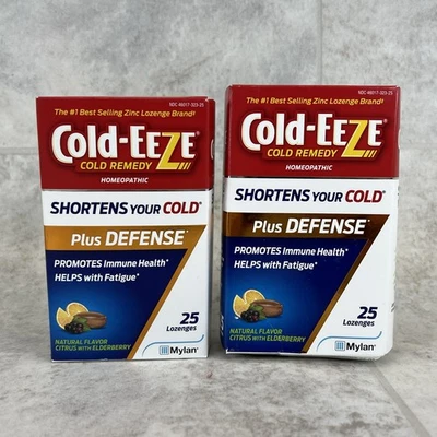 ¡2 cajas! Cold-Eeze Plus Defense Cold Remedy Citrus con Pastillas de Saúco 25 Ea Foto 1 de 4