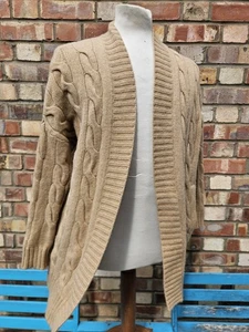 Polo Ralph Lauren Cardigan Polo 90% Merino Wool Chunky Soft Cable Knit UK Small - Picture 1 of 12