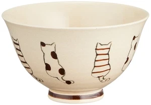 Okugawa Pottery Hasami Ware Rice Bowl, Approx. 12Cm, B Cat Design, Brown, 24878_ - Picture 1 of 3