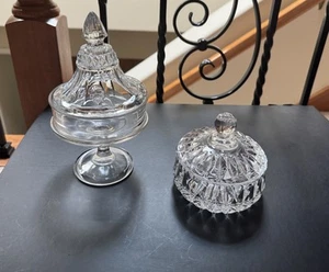 Set of 2 Vintage Candy Dishes With Lids GorhamGermany Lead Crystal & Strawberry - Picture 1 of 14