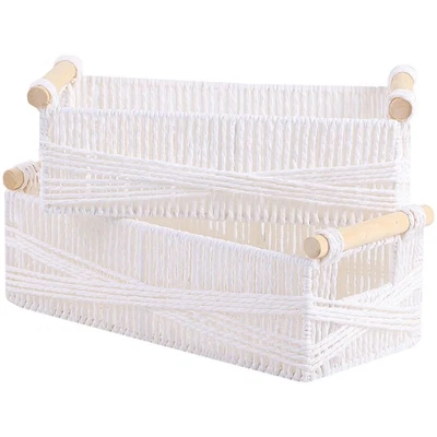 OUTBROS Set di Due Cesto Portaoggetti Organizzatore Impilabile Corda di Carta - Immagine 1 di 4