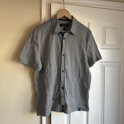 rag & bone Shirt Mens Medium Black White Short Sleeve Button Up Houndstooth - Image 1 of 4