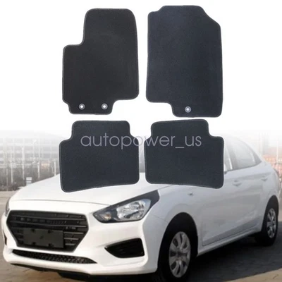 For 2018-22 Hyundai Accent Front Rear Floor Mats Carpet Waterproof Black Velour - Image 1 of 4