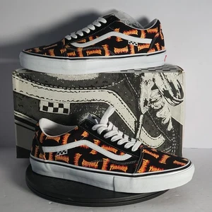Vans Thrasher x Old Skool Skate Low Size 13 M Allover Thrasher Logo Black Multi - Picture 1 of 8
