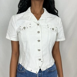 VINTAGE 90S SIGNATURE BY JERELL MADE IN THE USA WHITE BUTTON UP WOMENS (S/M) - Picture 1 of 8