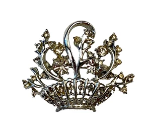 Broche canasta flor estrás tono plata vintage - Imagen 1 de 3