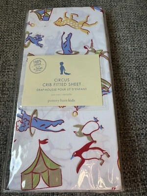 Pottery Barn Niños CIRCO Animales Gran Top Cuna Bebé Guardería Sábana Ajustada Foto 1 de 4