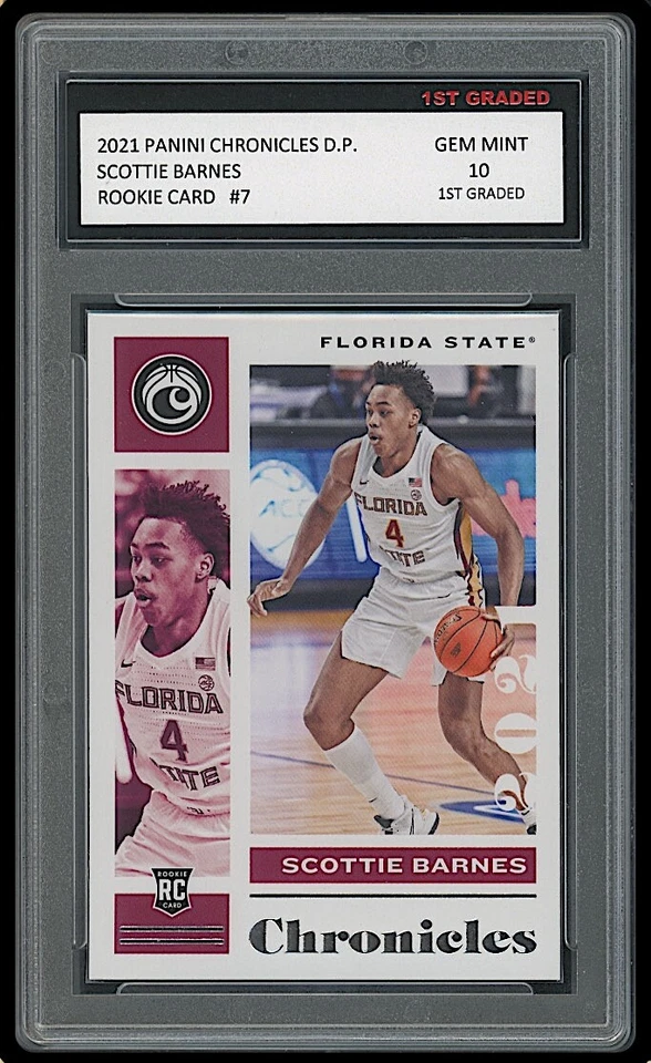 SCOTTIE BARNES 2021 PANINI CHRONICLES DRAFT PICKS #7 1ST GRADED 10 ROOKIE CARD - Image 1 of 1