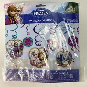 6 DISNEY FROZEN Anna & Elsa Olaf SWIRL DECORATIONS KIT BIRTHDAY PARTY supplies - Picture 1 of 3