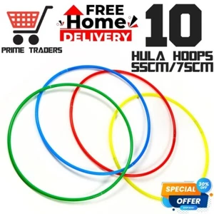 10 Small Large Solid Hula Hoops Adults Kids Fitness Exercise Multicolor Plastic - Picture 1 of 6