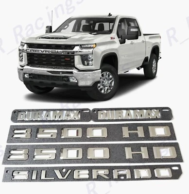 Portas cromadas 3500HD tampa traseira Silverado capô emblemas Duramax 2019+ Silverado - Imagem 1 de 4