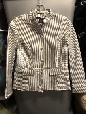 Willi Smith Chaqueta Delantera Botón Rayas Gris Y Blanco Talla 8 Foto 1 de 3