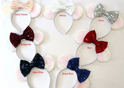 White Minnie Ears, White Mickey Mouse Ears, White Disney Ears HANDMADE - Image 1 of 4