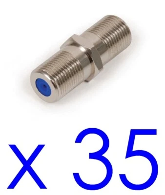 35 RG6 Coax Barrel LOT Connector High Frequency coaxial Cable blue 3GHZ - Image 1 of 3