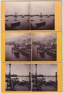 G.W.WILSON : The Thames at Greenwich : 1860s Ships Maritime Stereoview SV Photos - Picture 1 of 4