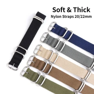 One Piece Nylon Watch Band Military Style 20mm 22mm Soft Sport Wristband Flax - Picture 1 of 23