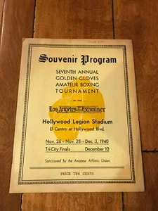 1940 SIEBTES JÄHRLICHES GOLDENES HANDSCHUH TURNIER LA PRÜFER BOXEN AMATEURPROGRAMM - Bild 1 von 9