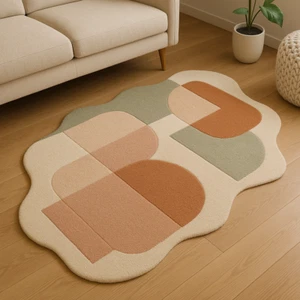 Handmade Geometrical Irregular Rug 8x10 4x6 Custom Area Rug for Home Floor Decor - Picture 1 of 8