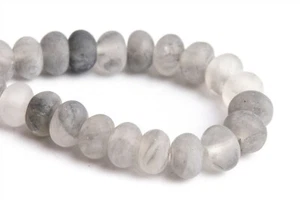 6x4MM Natural Matte Gray Crystal Quartz Grade A Rondelle Loose Beads 7.5" - Picture 1 of 4