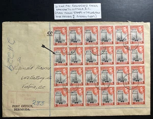1941 Hamilton Bermuda Registered Cover To Victoria Canada Half Penny Overprint - Picture 1 of 3