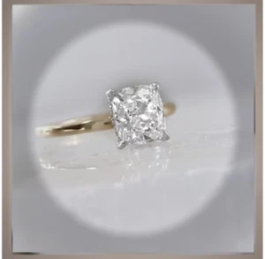 1.10 CT Cushion Cut Certified IGI Lab Grown Diamond Wedding Ring 14K Yellow Gold - Picture 1 of 11