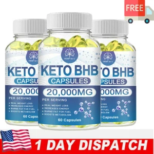 3 X KETO BHB 20,000mg Ketone FAT BURNER For Weight Loss Diet Ketosis - Picture 1 of 9